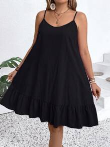 EMERY ROSE Robe casual ample à bretelles fines de couleur unie, taille grande