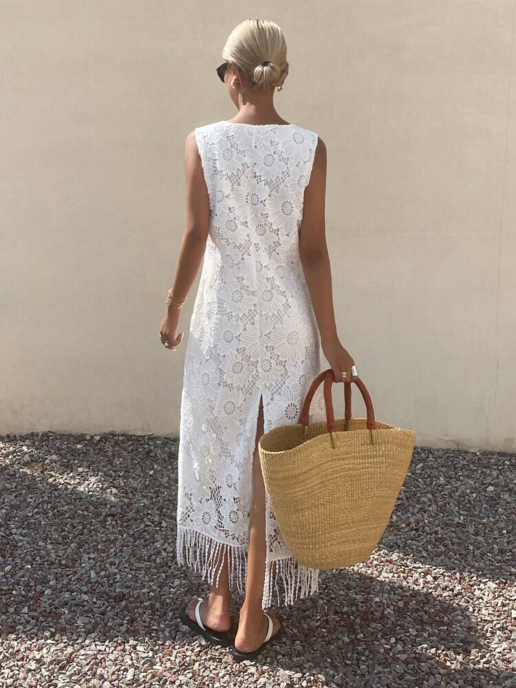 New Summer Fringed Accent Beach Vacation Dress For Women Boho