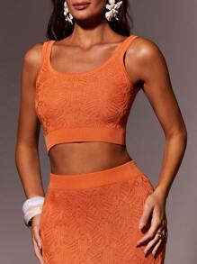 Athîral Top corto de punto de unicolor informal para mujer