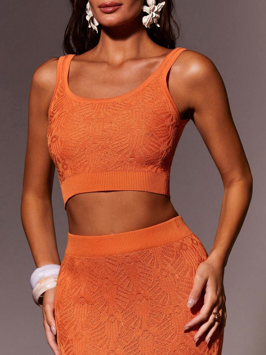 Athîral Top corto de punto de unicolor informal para mujer