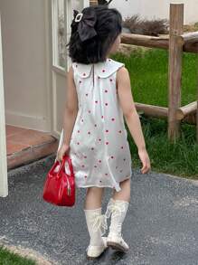 DAZY Vestido de niña sin mangas con dobladillo con volantes de lunares, de verano - Blanco - Ver 1