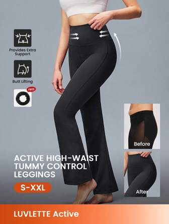 LUVLETTE Damen Schwarze Lässig Schlaghose Yoga Hose Hoher Taille Yoga Hose Schlaghose Arbeitskleidung Hose Fitness Aktiv Hose Sport Gym Hose