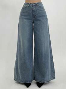 DAZY Washed Loose Wide Leg High Hem Jeans, All Season