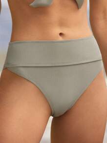 WESTFADE Rib Knit High Waist Full Coverage Bikini Bottom Summer Boho Cowgirl Casual Cute Beach Elegant Vacation Pool Day