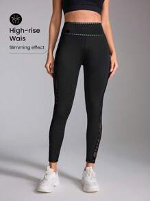 Easithlete Women's Simple And Plain Daily Semi-Transparent Leggings Yoga Pants
