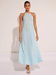 COSMINA Women Long Dress, Easter Dress Women, Easter Outfit Women, Easter Styles, Easter Outfit Curve, Easter Outfit Women, Boho, Bohemia, Boho Women's Clothing - Blue - View 3