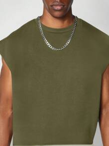 SUMWON Athletic Boxy Raw Edge Cropped Tank Top Sleeveless Gym Training Muscle Fitness Workout Bodybuilding Performance Wear