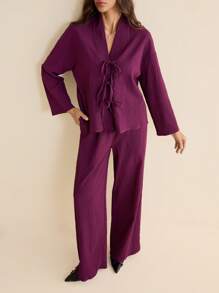 SHEIN Tall Women Two Pieces Outfits For Daily Wear - Purple - View 7