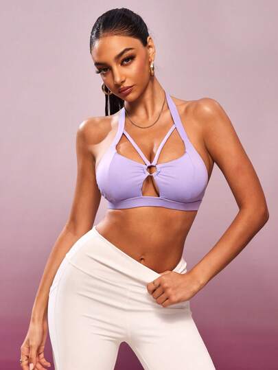 Slayoga Solid Color Halter Neck Sexy Women Sports Bra For Yoga Womens Sports Bras Women Sport Bra Workout Clothes Women Workout Top Women
