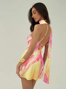 Aloruh 女士扎染印花无袖迷你连衣裙 - 彩色 - 查看 7