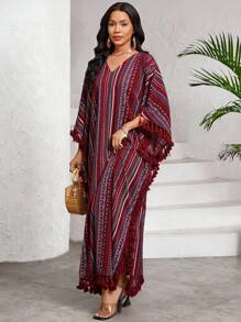 SHEIN Lady Randiga Mönster Semesterkläder Dam Boho/Bohemia/Boho Damkläder Afrikanska Kvinnor Klänningar Dam Sommar Tropiska Klänningar För Dam Affärs Casual Dam Elegant Klänning Casual Examensklänningar För Dam Födelsedags- & Evenemangsklänningar /Kontorsklänningar /Kyrkoklänningar /Bröllopsklänningar /Högtidsklänningar / - Svart och Vitt - Visa 6