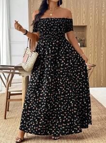 SHEIN Clasi 女士斜领碎花连衣裙