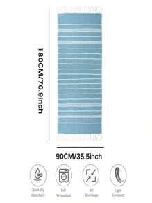 SHEIN Eine klassische Serie strapazierfähige, krumpffreie Strandtuch mit Türkisch-Quaste in 90 * 180CM (35,5 * 71 Zoll), sandundurchlässig, saugfähig, schnelltrocknend, leicht, Streifenmuster, Spa-Reise-Sport-Handtuch, Strandgrundausstattung