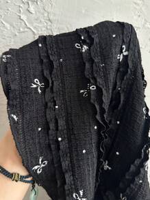 INAWLY Women's Bow Print Drawstring Halter Backless Sexy Camisole - Black - View 7