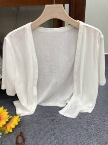 INAWLY Cardigan corto a maniche corte, sottile, adatto a uscite e vacanze, taglia standard donna