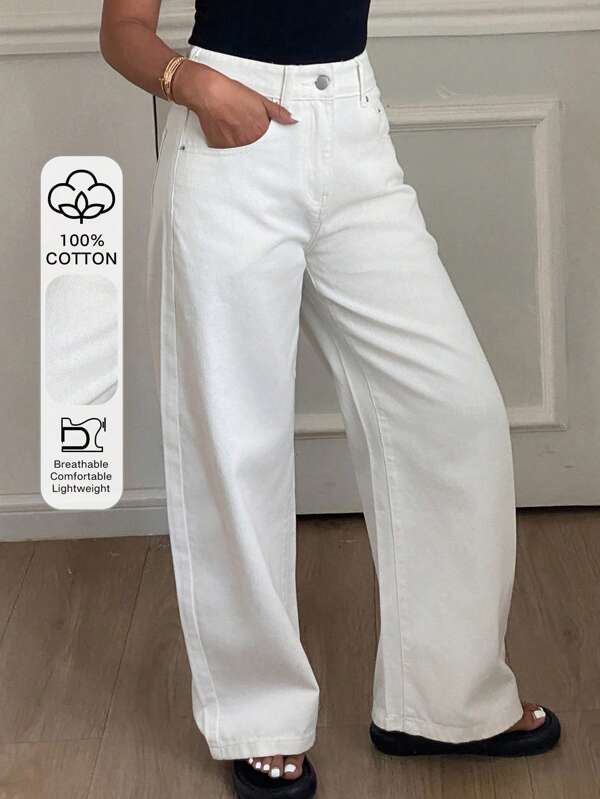 Livesso Jeans décontractés à taille normale et jambe banane pour femmes