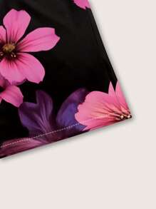 Manfinity RSRT Plus Size Men Holiday Floral Print Short Sleeve Single Breasted Shirt Hawaiian - Multicolor - View 4