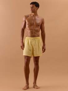 Musero Men Stripe Swim Shorts Spring, Summer, Holiday, Vacation, - Yellow - View 1