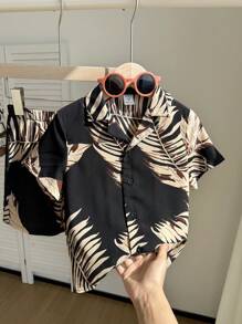 Set de 2 piezas de camisa y pantalones cortos estilo uniforme escolar casual y cómodo para niños pequeños, adecuado para el primer día de escuela, ropa de niño, conjuntos para niños, vuelta al colegio, ropa de niño, ropa de adolescente, uso diario, apto para primavera, verano, otoño, invierno (2 piezas se venden por separado)