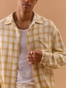 Musero Men Long Sleeve Checkered Button Through Shirt Spring, Summer, Holiday, Vacation, - Multicolor - View 5