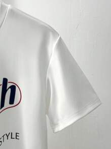 Teen Girls Simple Print Crew Neck Short Sleeve Dress - White - View 6