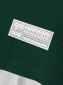 Aesthetic Post 男士短袖网眼拼接数字印花衬衫 - 綠色 - 查看 5