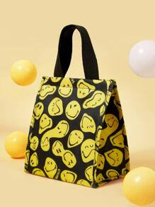 SmileyWorld® | SHEIN Smiling Face Pattern Fashionable Insulated Lunch Bag, Functional Bag, Lunch Bag, Cooler Bag