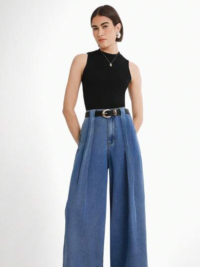 Daynim Women's Casual Light Blue Denim Banana Pants Pants Wide Leg Jeans Loose Jeans Flared Jeans Summer Jeans Wide Leg Pants