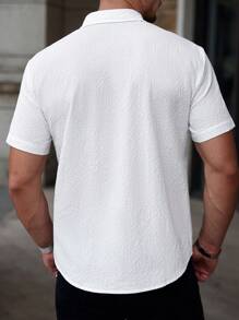 Manfinity RelaxMax Herren Einfarbiges Kurzarmhemd, modisch für den Sommer - Weiss - Übersicht 2