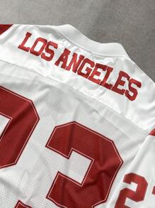 Aesthetic Post 男士休闲拼色数字印花T恤，夏季