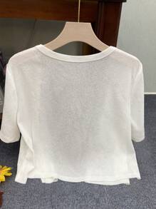INAWLY Cardigan corto a maniche corte, sottile, adatto a uscite e vacanze, taglia standard donna