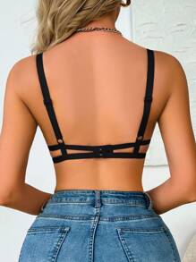 Snug Zone 女士时尚镂空蕾丝衬垫文胸 - 黑色 - 查看 2