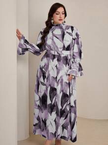 Lacomfia 大码优雅扎染长裙，春夏季节端庄气质 - 彩色 - 查看 6