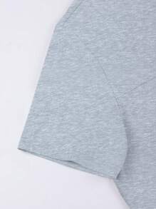 Manfinity Homme 2件套男士休闲字母印花短袖T恤和抽绳腰运动裤套装，夏季男士两件套男士套装男士两件套男士休闲套装 - 淺灰色 - 查看 6