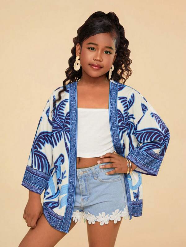 Tween Girl Ditsy Floral Losse Casual Cover Up