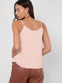 BizChic Top de alças com decote em V, estilo casual desportivo campestre, para uso diário, trabalho, formal, deslocações, encontros, férias, escritório, efeito emagrecedor, elegante, sexy, versátil, verão, outono, Halloween, regresso às aulas, festa, aniversário, convidado de casamento, igreja, ocasião especial, passeio, praia, convívio, social, feriado, compras, chá da tarde, viagem, férias, estilo descontraído, street, minimalista - Rosa - Ver 2
