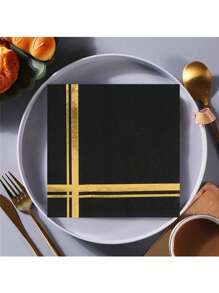 20 片 6.5 英寸黑金箔双层装饰一次性饮料餐巾优质鸡尾酒午餐派对餐巾手巾适用于婚礼周年纪念生日情人节毕业典礼复活节新娘送礼会装饰餐桌布置派对用品 - 彩色 - 查看 7