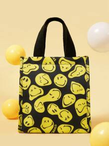 SmileyWorld® | SHEIN Smiling Face Pattern Fashionable Insulated Lunch Bag, Functional Bag, Lunch Bag, Cooler Bag