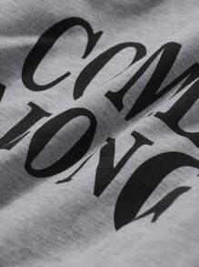 DAZY 2pcs/Set Women Letter Print T-Shirt & Sweatpants - Grey - View 9