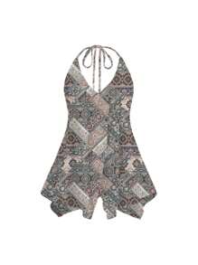 Shutterstock Paisley Print, Boho, Casual Scoop Neck Racerback Cami Tops For Women, Suitable For Summer, Vacation, EDC, Music Festivals - Multicolor - View 3
