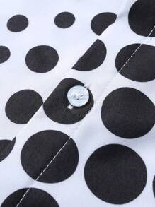 Manfinity Homme Men's Polka Dot Turndown Collar Casual Printed Button-Up Long Sleeve Shirt