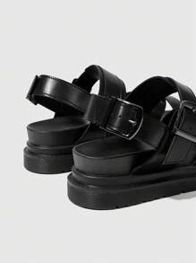 HighSole Women's Fashion Black Wedge Platform Sandals - Black - View 8