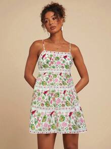 Travachic Woven Print Slip Dress Mini Dress For Women - Red - View 6