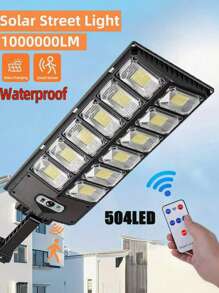 8000W 太阳能户外路灯 - 6500K 太阳能停车场灯商业黄昏到黎明，双排 12 网格 504 LED 庭院壁灯，重型分体式 LED 太阳能路灯遥控器，庭院/车道太阳能路灯人体感应路灯，超亮自动感应太阳能路灯适用于街道、庭院、车库入口等。