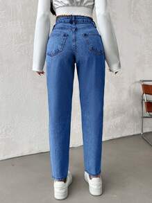 RueChic High-waisted Tapered Leg Denim Jeans - Baby Blue - View 2