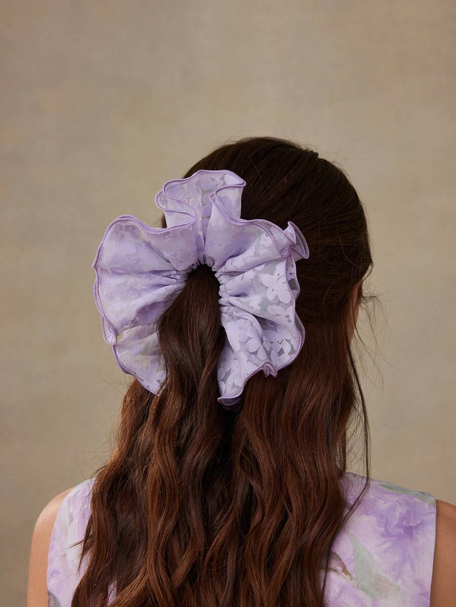 MOTF PREMIUM 1 CÁI DÂY BUỘC TÓC HỌA TIẾT HOA BẰNG LƯỚI - Màu tím - Xem 1