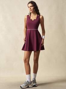 VARSITIE Damen Ärmellos Lässig Fitness Kleid mit V-Ausschnitt