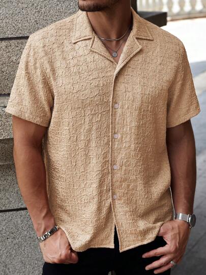 Manfinity RelaxMax Men's Plain Short Sleeve Shirt, Fashion For Summer