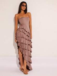 COSMINA Váy dài cho nữ, Váy lễ Phục sinh cho nữ, Trang phục lễ Phục sinh cho nữ, Phong cách lễ Phục sinh, Đường cong trang phục lễ Phục sinh, Trang phục lễ Phục sinh cho nữ, Boho, Bohemia, Quần áo Boho cho nữ - Màu Khaki - Xem 5