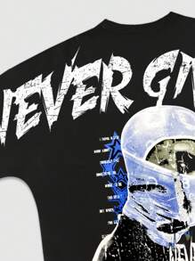 ROMWE MEN Street Life 2pcs Men's Streetwear T-Shirt And Shorts Set - Black - View 5